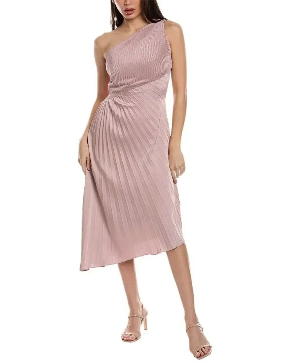 Rene Ruiz Plus Size US 18 XL Blush Pink One-Shoulder Cocktail Dress